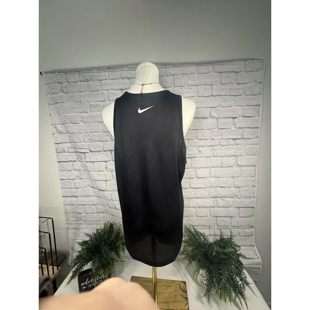 Nike Just Do It Black Muscle Tank Top M Dropped Armhole Workout Gym Tee
